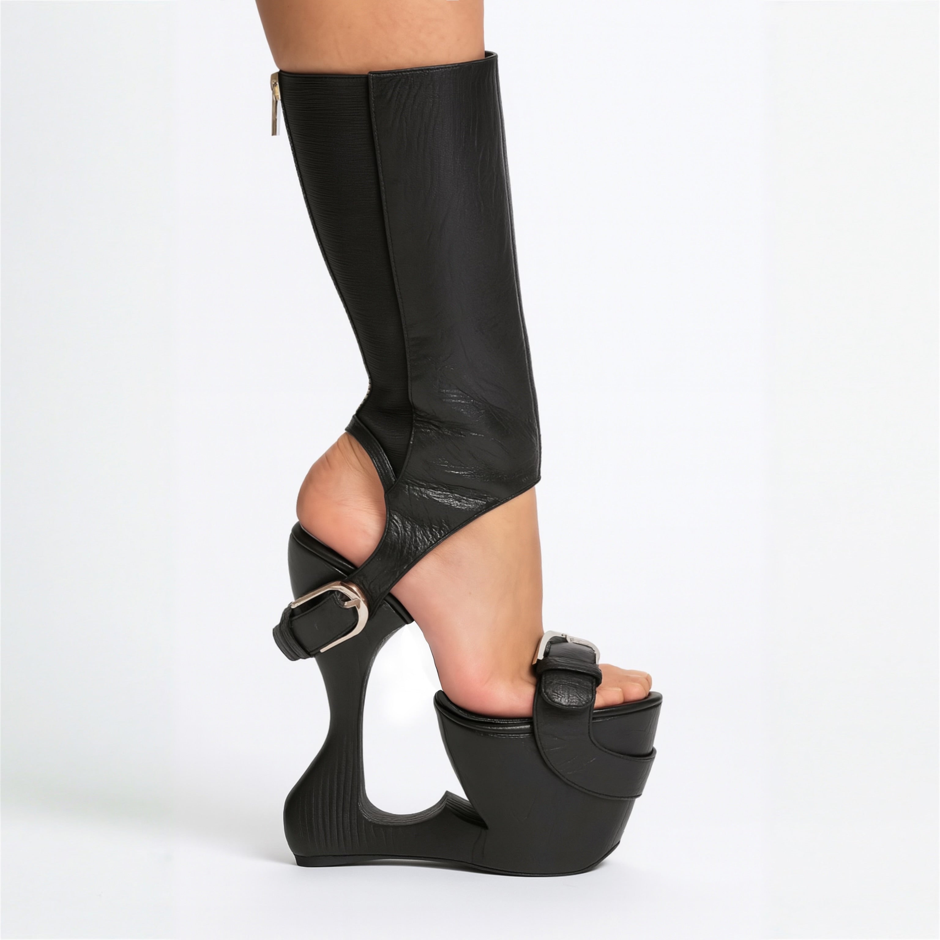 【CASADEI】 Charlie レイヤード ブーツ Leather boots Casadei Black size 37.5 EU in Leather - 41734975